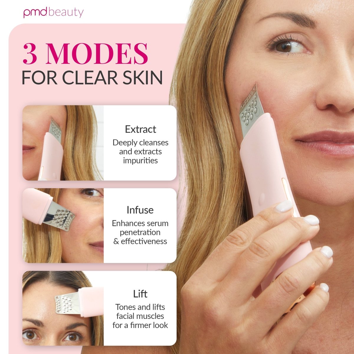 PMD WavePro Dispositivo para Limpieza Profunda de Poros, Eliminación de Puntos Negros y Reafirmación Facial