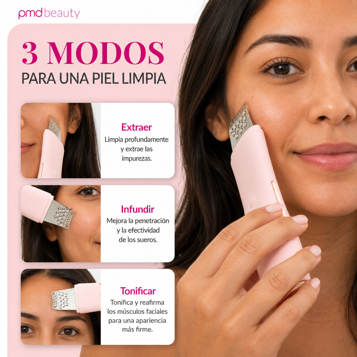 PMD WavePro Dispositivo para Limpieza Profunda de Poros, Eliminación de Puntos Negros y Reafirmación Facial