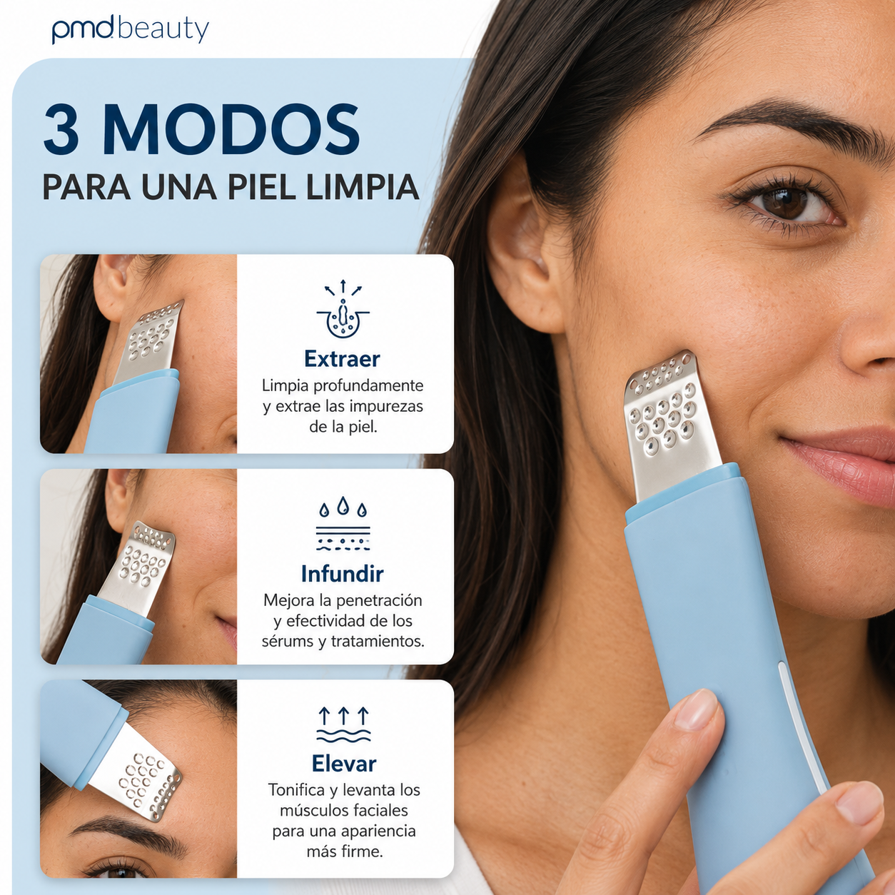 PMD WavePro Dispositivo para Limpieza Profunda de Poros, Eliminación de Puntos Negros y Reafirmación Facial