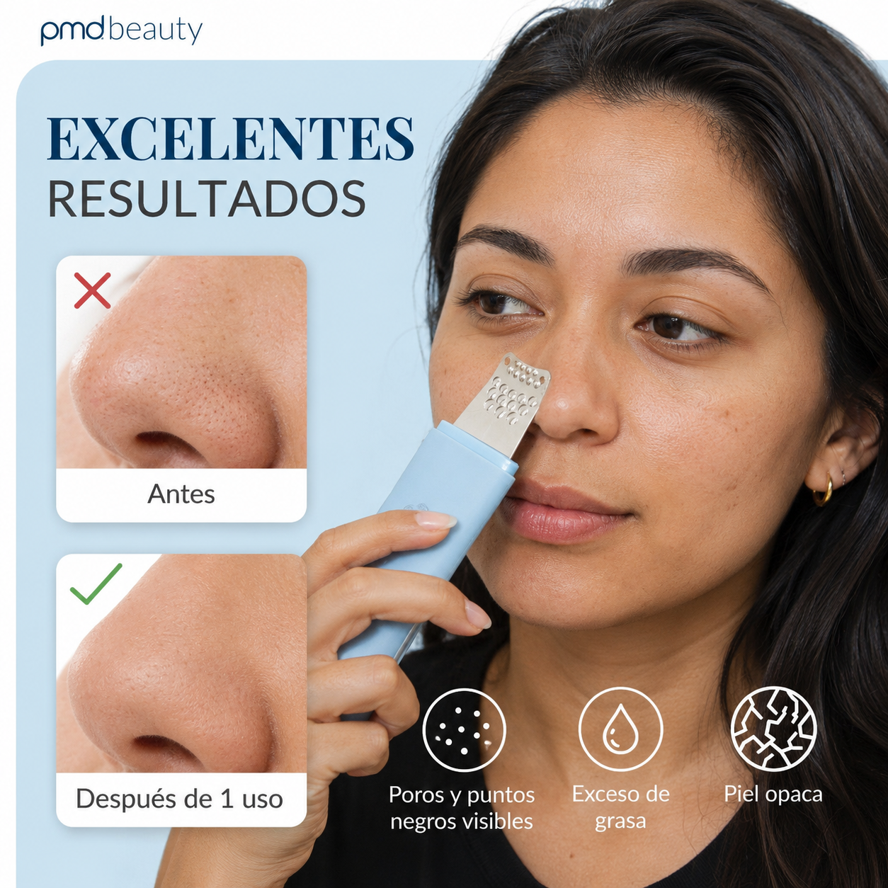 PMD WavePro Dispositivo para Limpieza Profunda de Poros, Eliminación de Puntos Negros y Reafirmación Facial