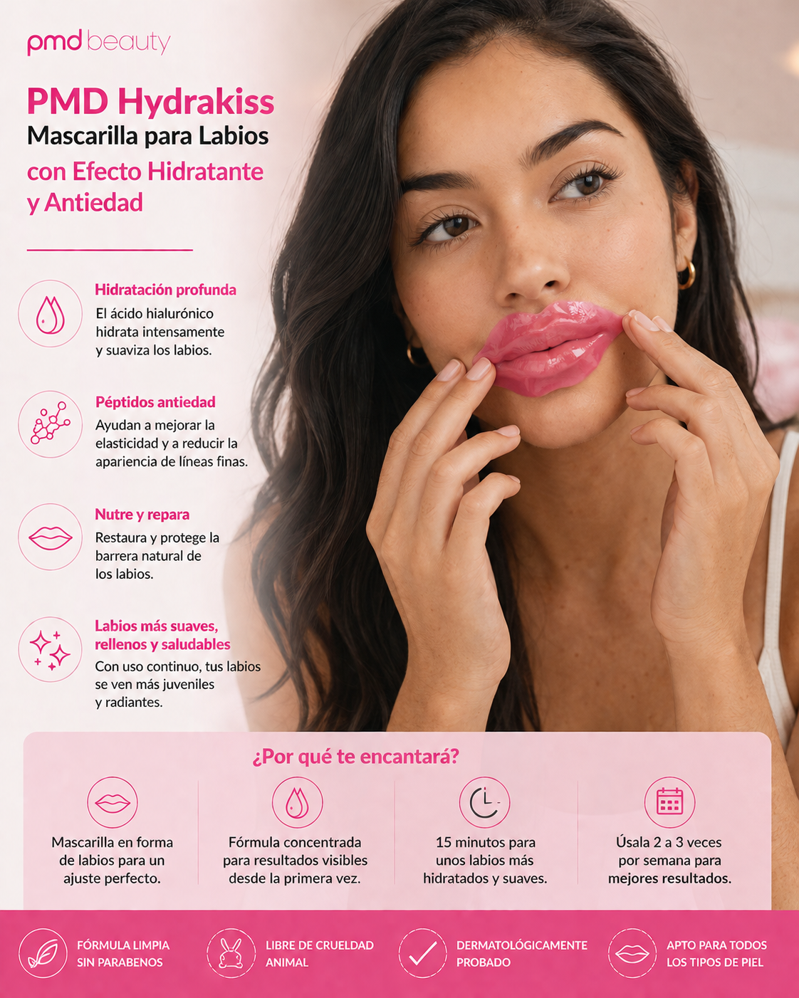 PMD Hydrakiss Mascarilla para Labios con Efecto Hidratante y Antiedad